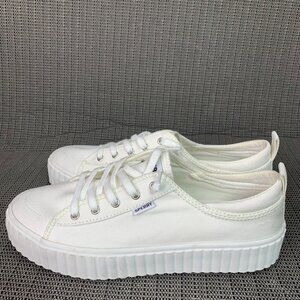 Sperry Seacycled Womens Size 6.5 White Pier wave Canvas Platform Sneakers